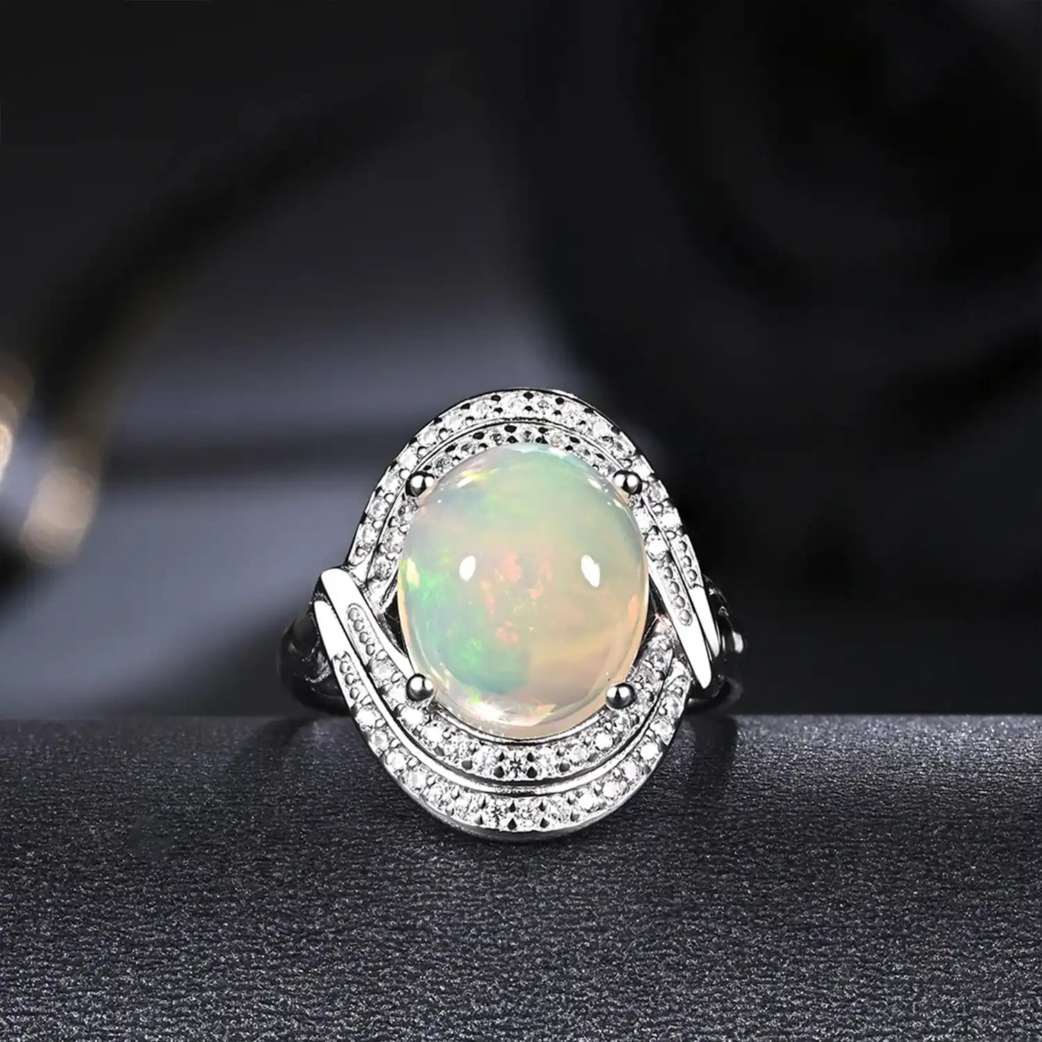Natural Opal Elegant Sterling Silver Ring
